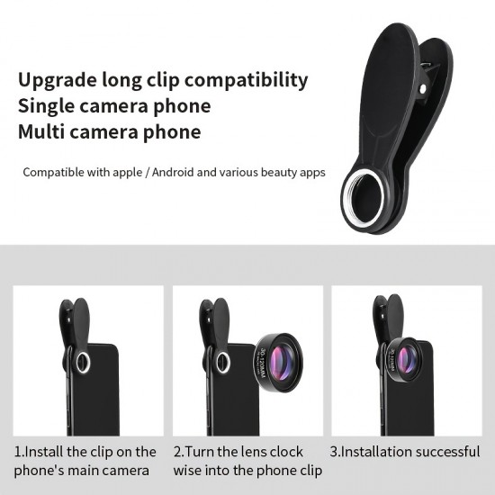 1pc Optic External High Definition Macro Lens Camera Phone Lens Super Macro Lenses With Clip Holder Magnifying Lens For ,iPad,iPhone,Samsung, Android