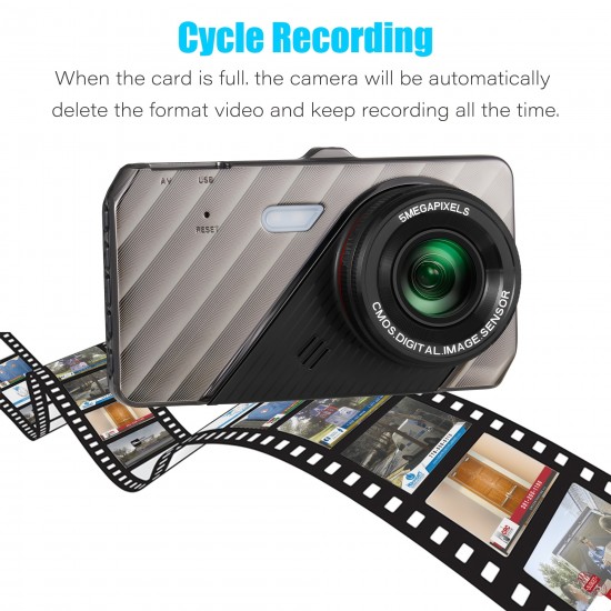 Dash Cam 4.0In 24H Mirror Recorder Black Box Car DVR Camera Video Recorder Rear View Dual Lens BlackBox HD Cycle Recording Video